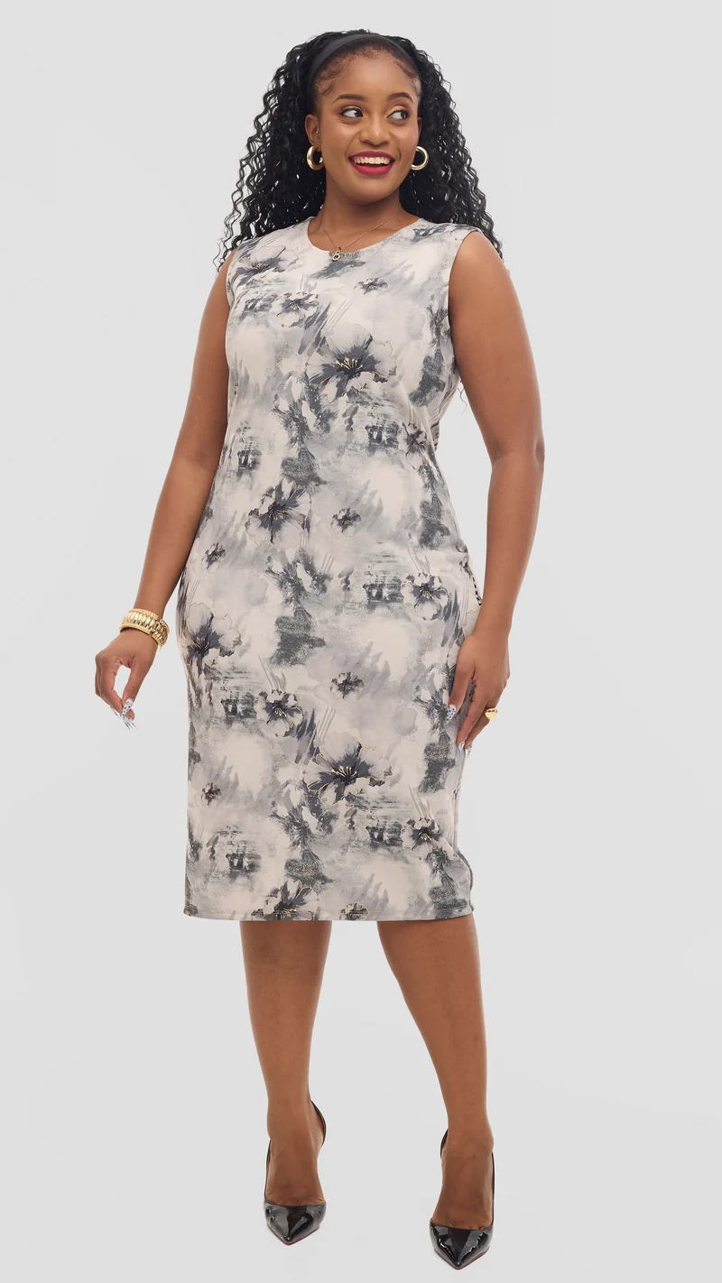 Lizola Posie Bodycon Dress - Beige