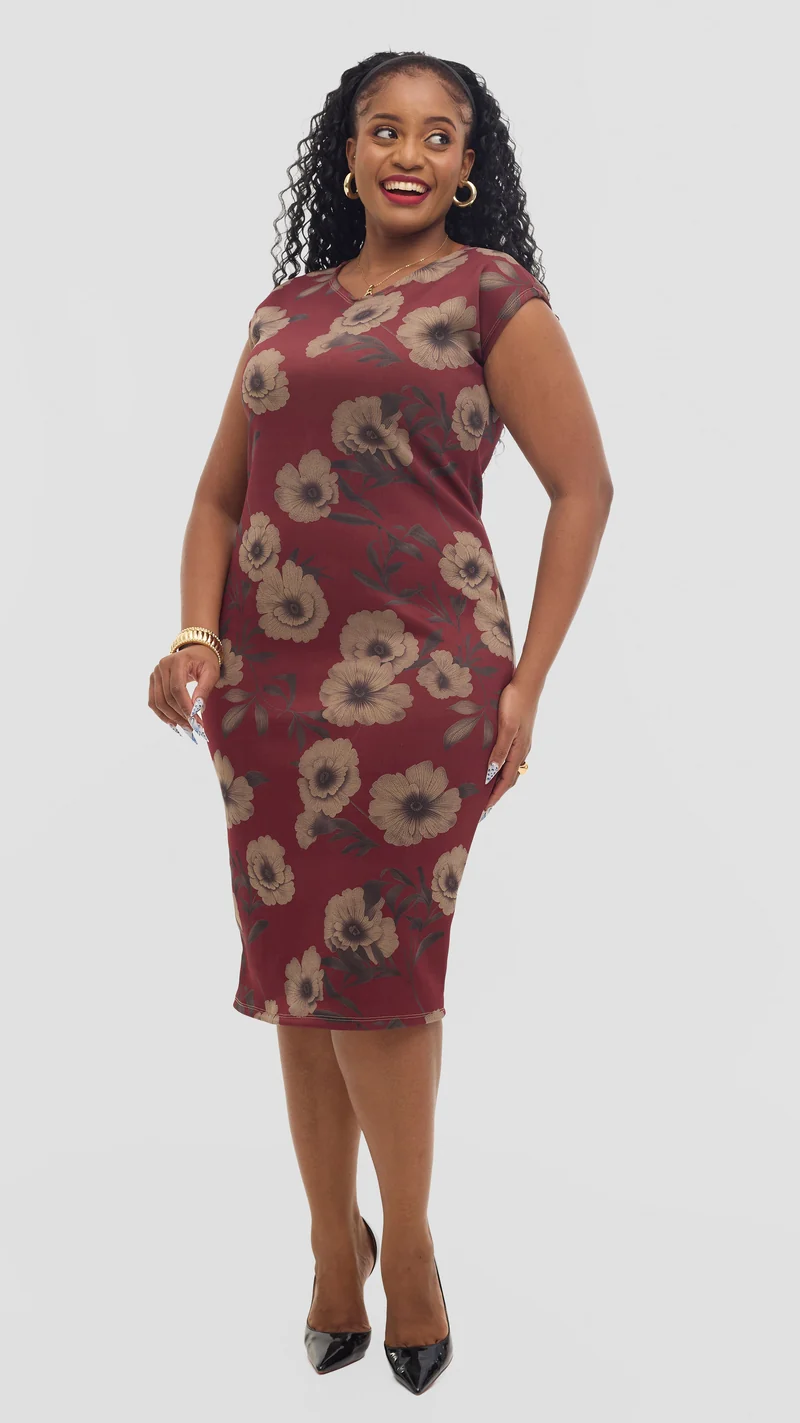 Lizola Chaya Bodycon Dress - Maroon