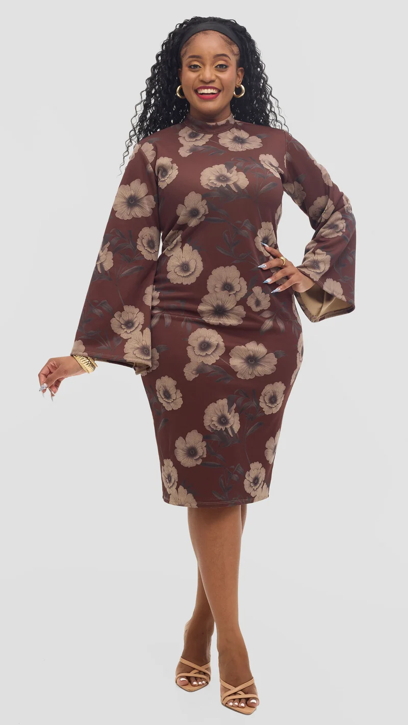 Lizola Romona Bodycon Dress - Brown