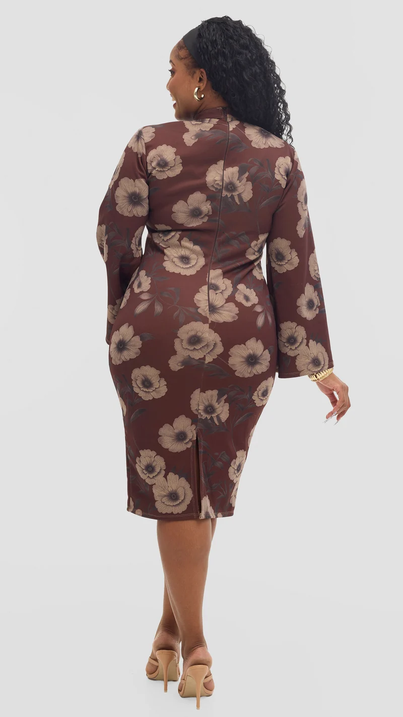 Lizola Romona Bodycon Dress - Brown