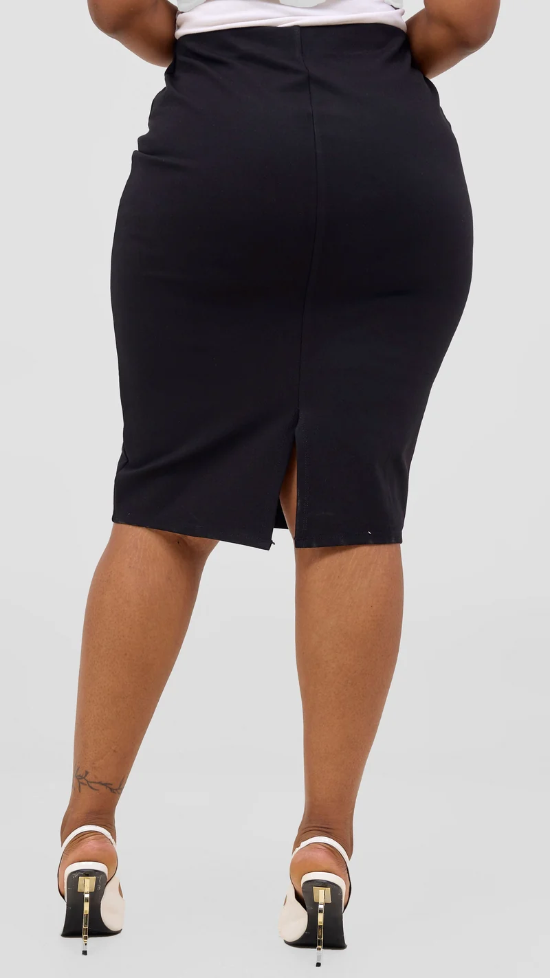 Vivo Waridi Pencil Skirt in Ponte- Black