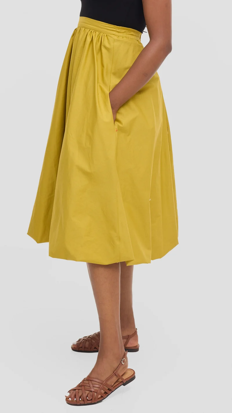 Safari Solana Bubble Midi Skirt in Cotton - Olive