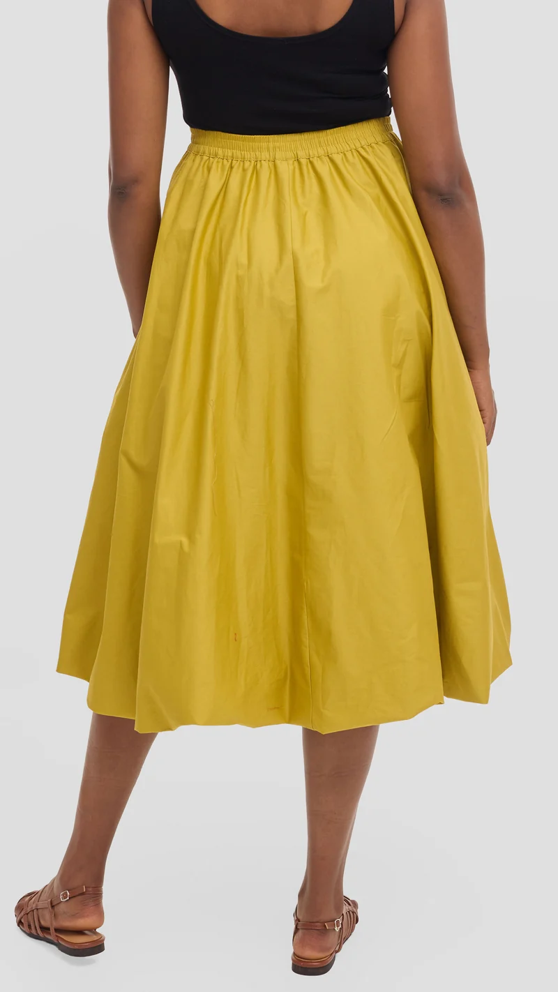 Safari Solana Bubble Midi Skirt in Cotton - Olive