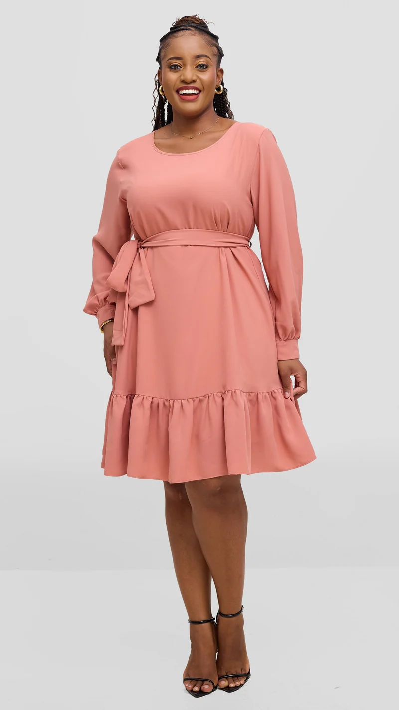 Vivo Serwa Tent Dress In Crepe - Coral