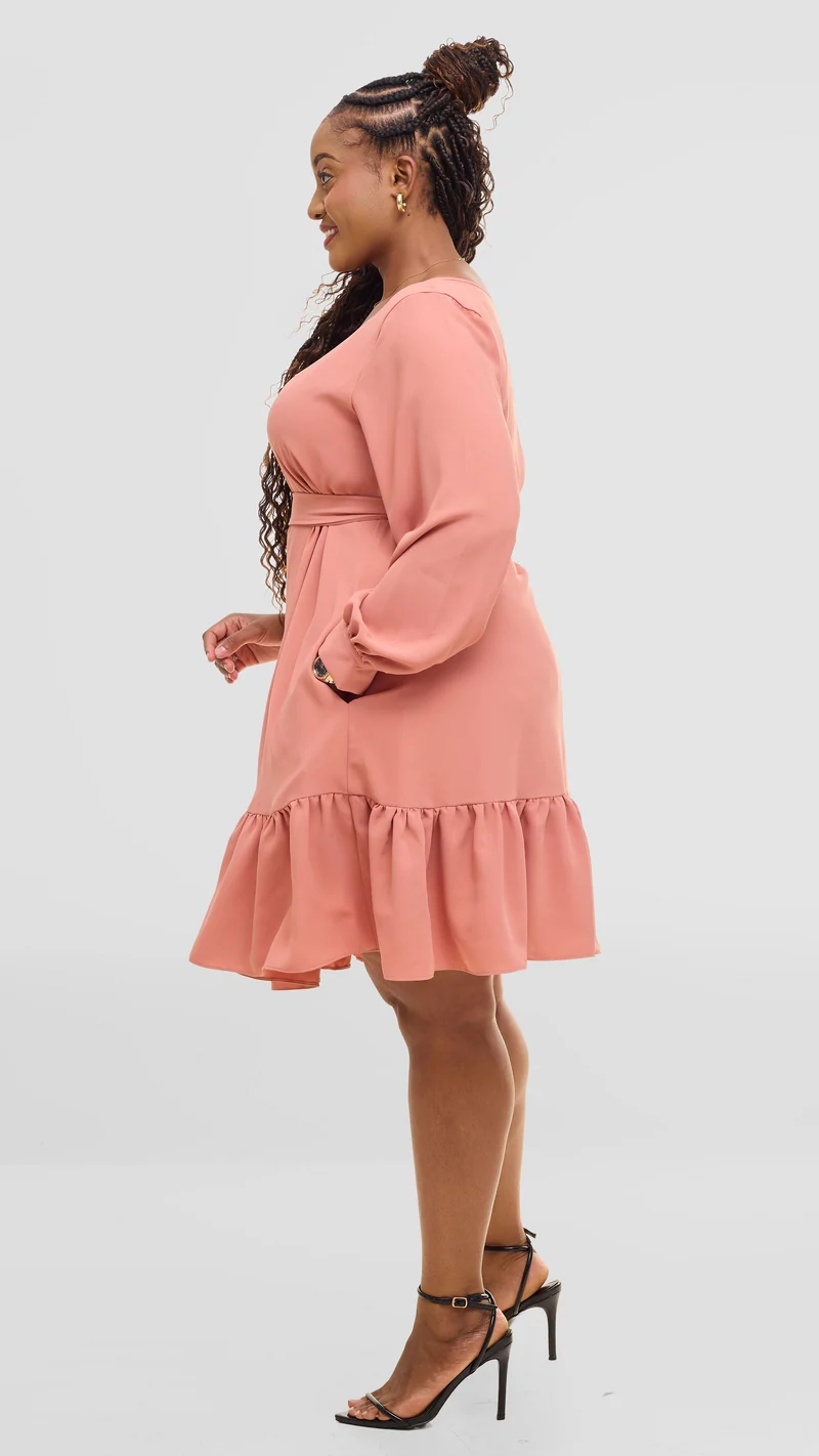 Vivo Serwa Tent Dress In Crepe - Coral