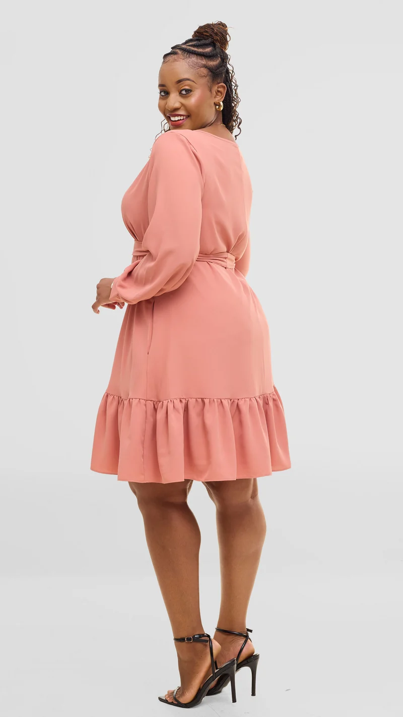 Vivo Serwa Tent Dress In Crepe - Coral