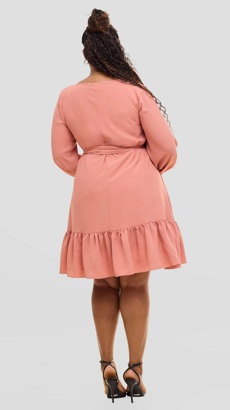 Vivo Serwa Tent Dress In Crepe - Coral