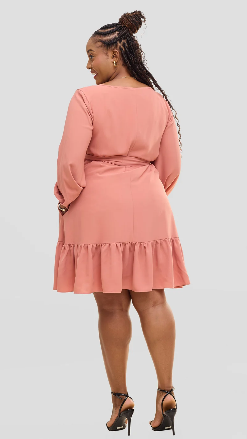Vivo Serwa Tent Dress In Crepe - Coral
