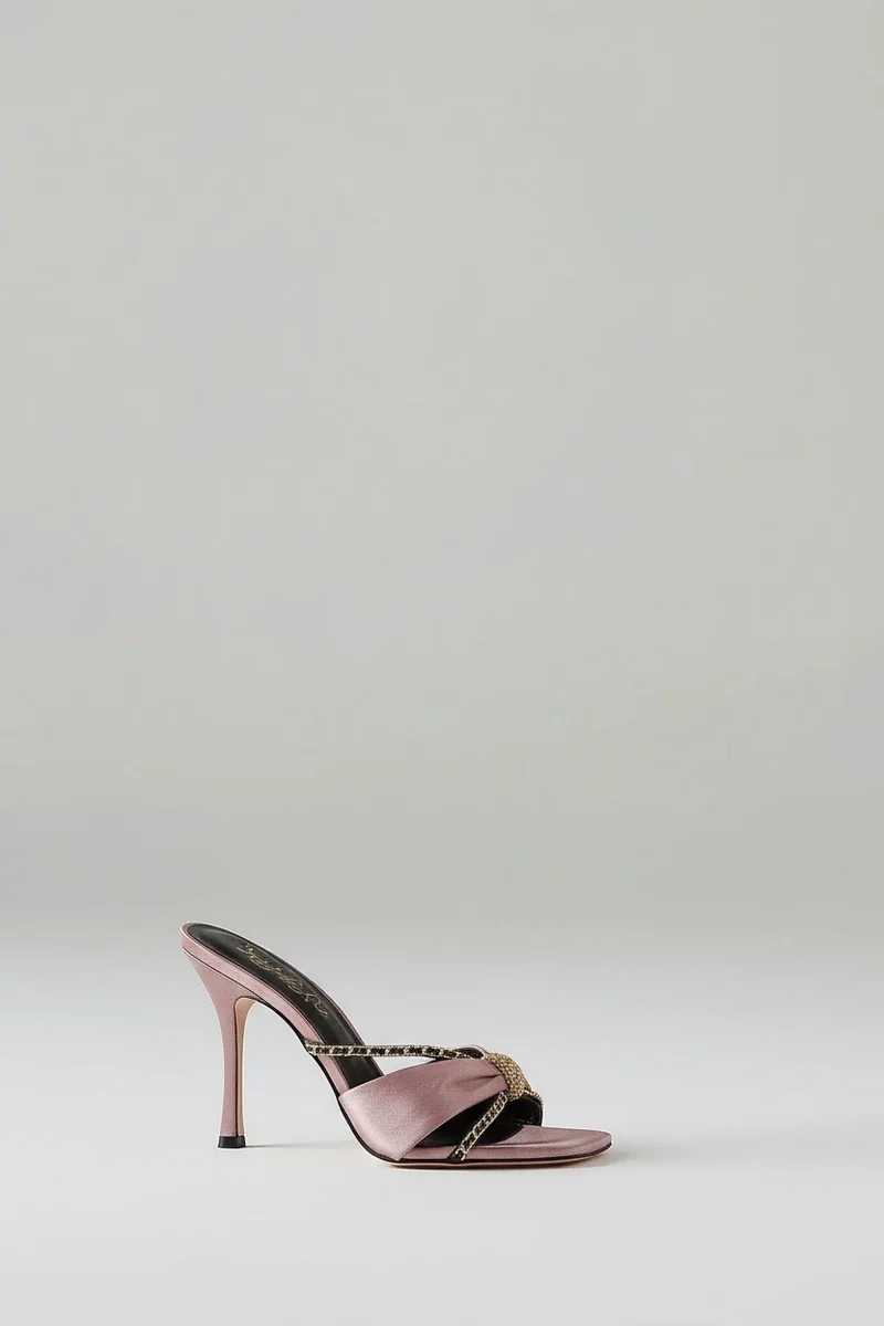 Stylish Sisters Symonne 85mm Satin Mules - Pink