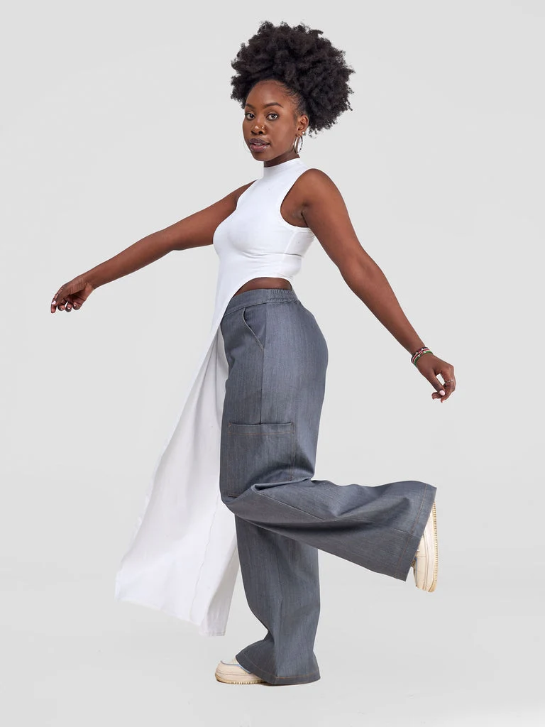 Zoya Yuni Sleeveless Turtle Neck Maxi Top - White