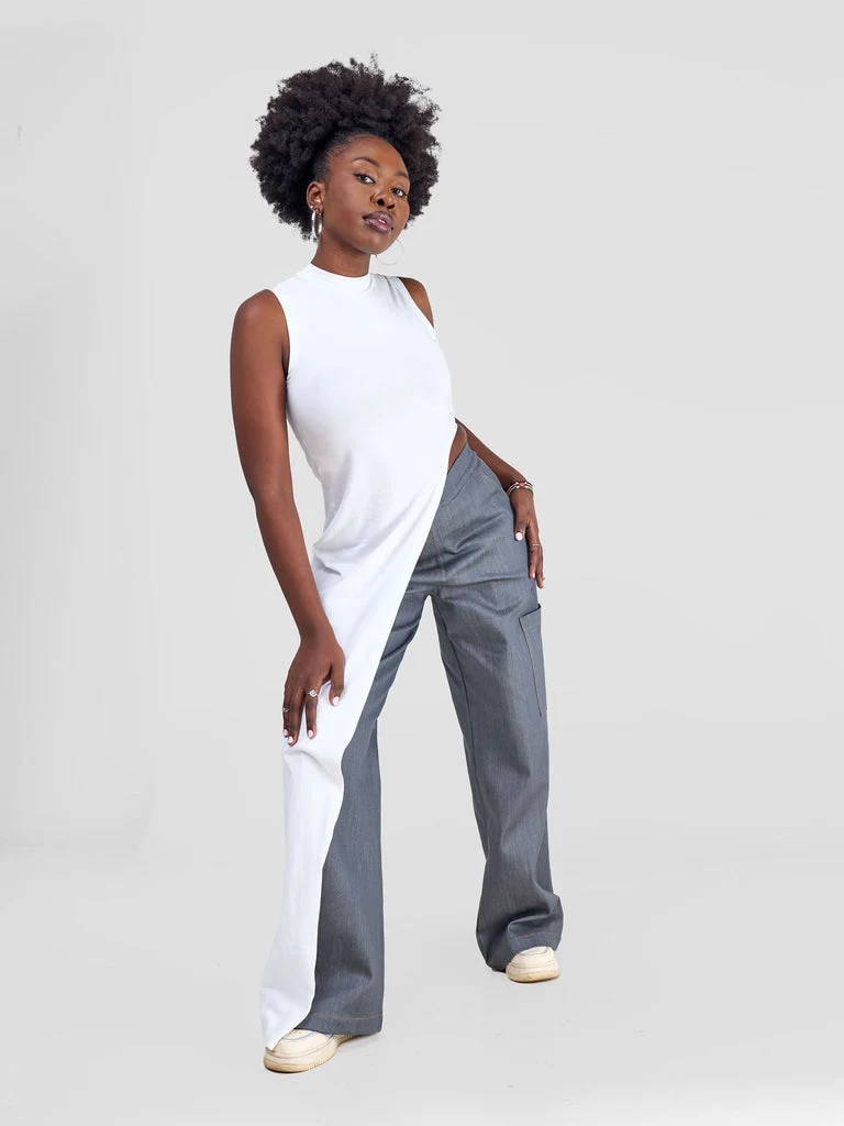 Zoya Yuni Sleeveless Turtle Neck Maxi Top - White