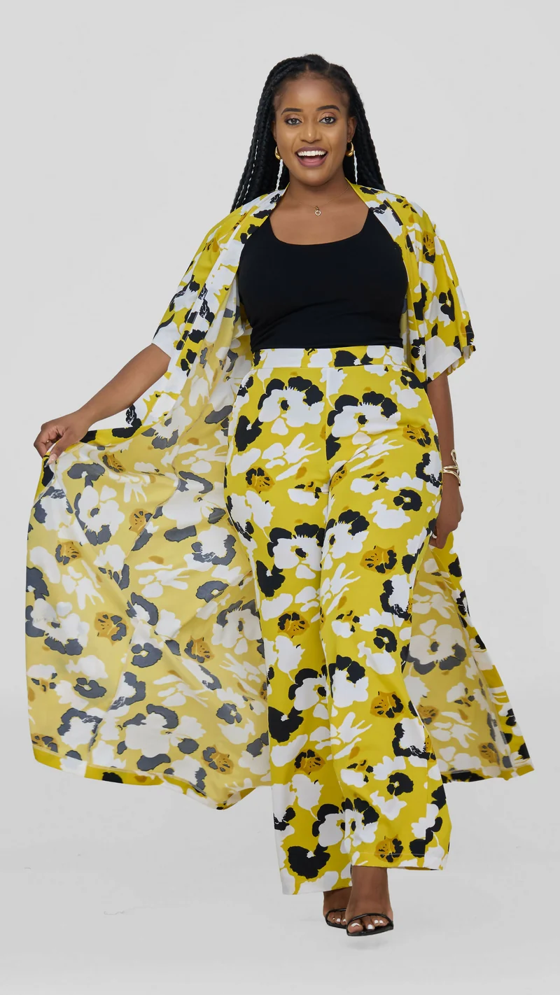 Lizola Monroe Miracle 2 Pc Set Kimono - Yellow / White