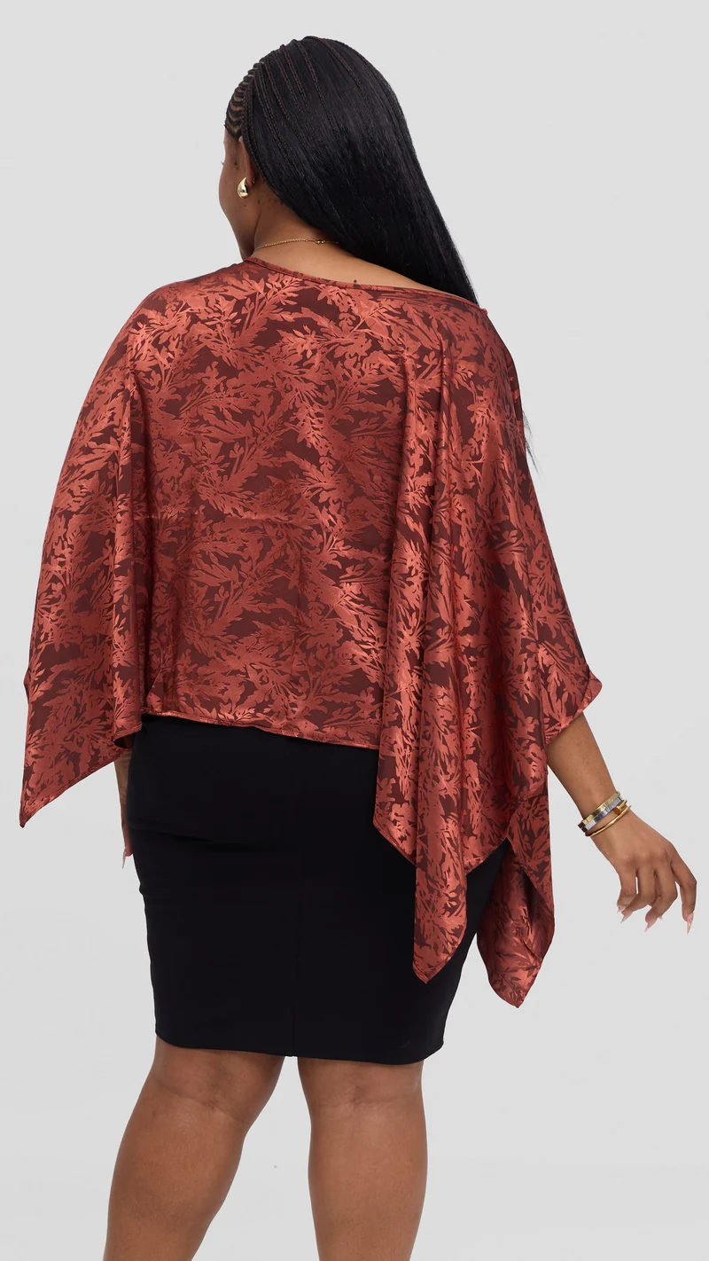Vivo Liora Multiway Top in Satin - Rust Textured Print
