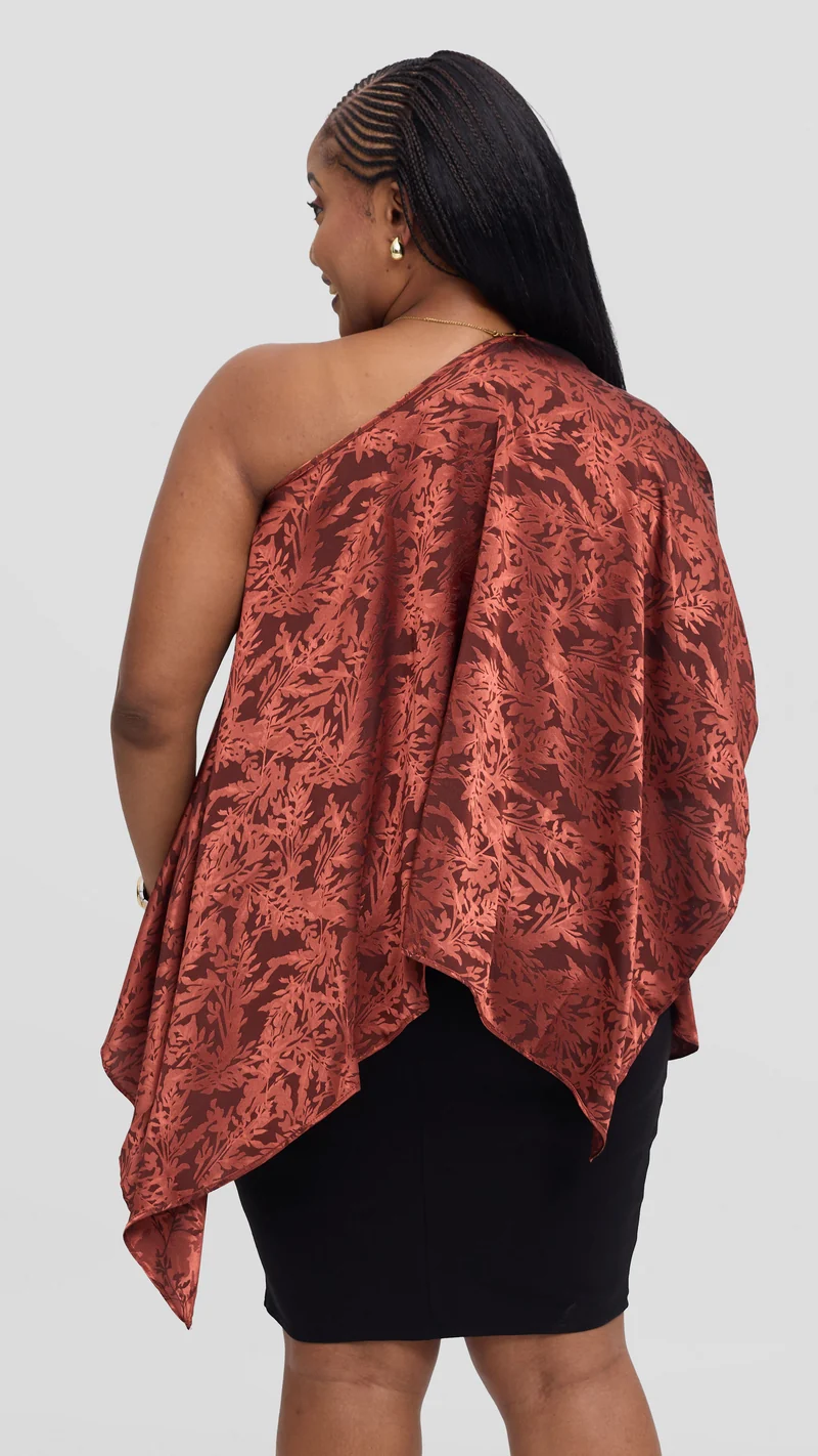 Vivo Liora Multiway Top in Satin - Rust Textured Print