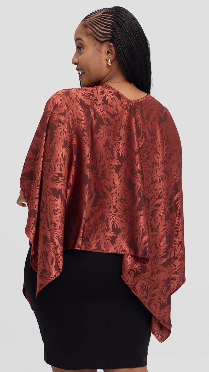 Vivo Liora Multiway Top in Satin - Rust Textured Print