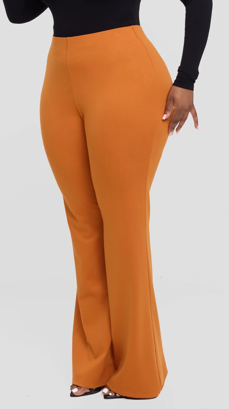 Vivo Studio Flared Pants In Ponte - Rust