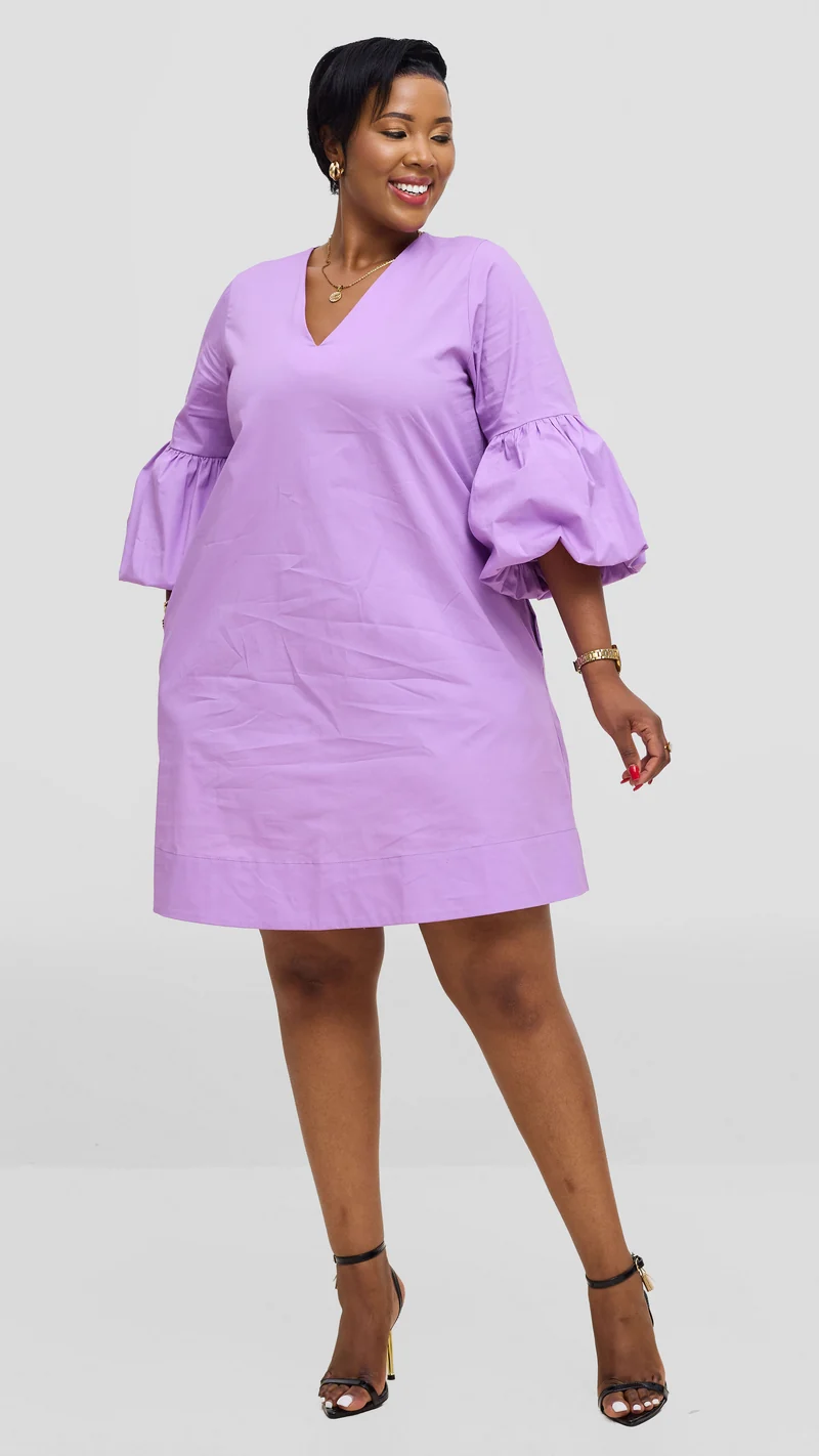 Vivo Lulu Cotton Tent Mini Dress in Cotton - Lilac
