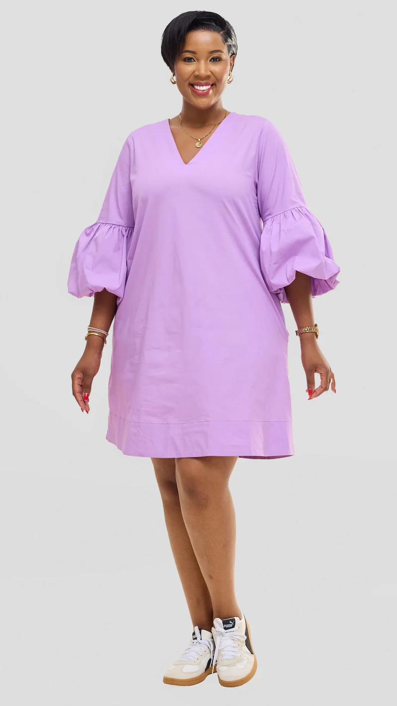 Vivo Lulu Cotton Tent Mini Dress in Cotton - Lilac