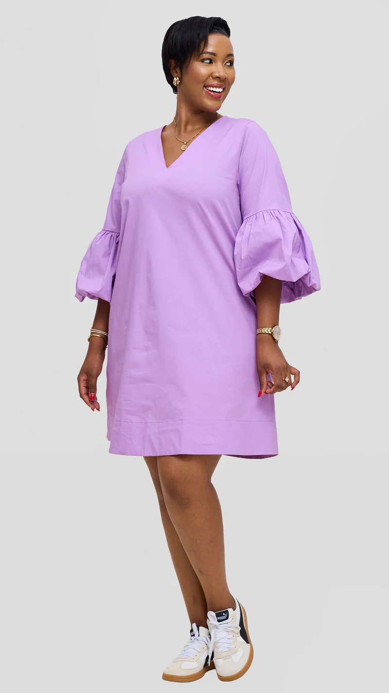 Vivo Lulu Cotton Tent Mini Dress in Cotton - Lilac