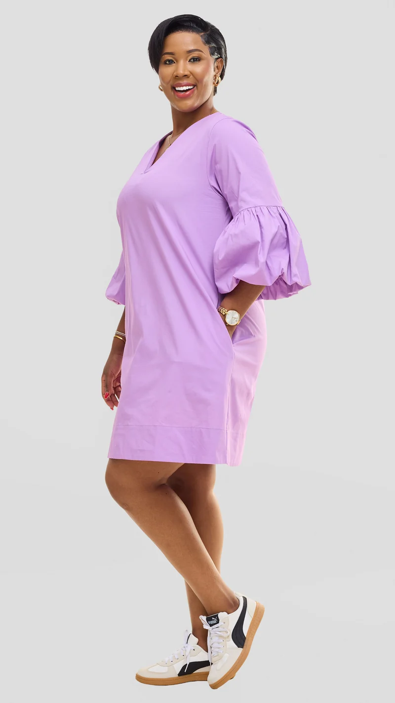 Vivo Lulu Cotton Tent Mini Dress in Cotton - Lilac
