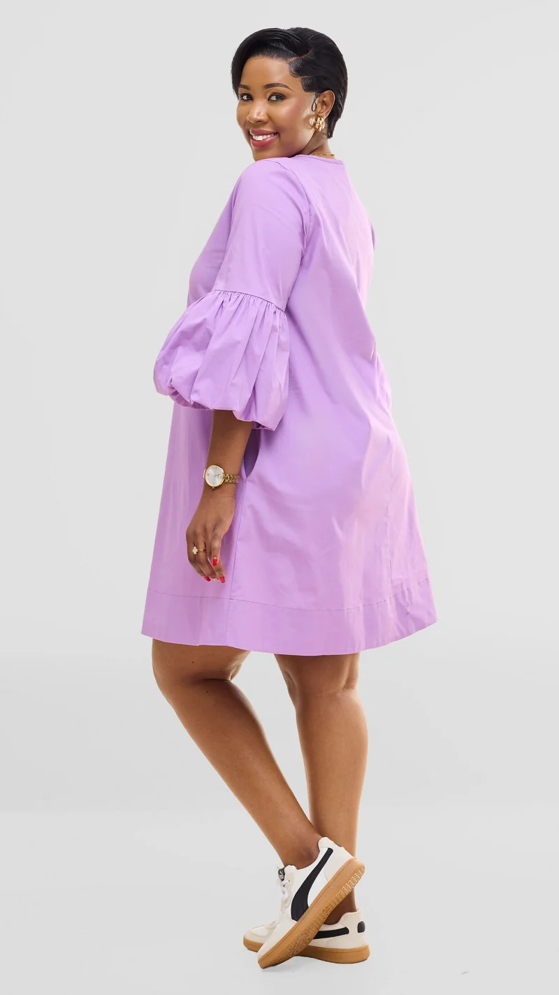 Vivo Lulu Cotton Tent Mini Dress in Cotton - Lilac