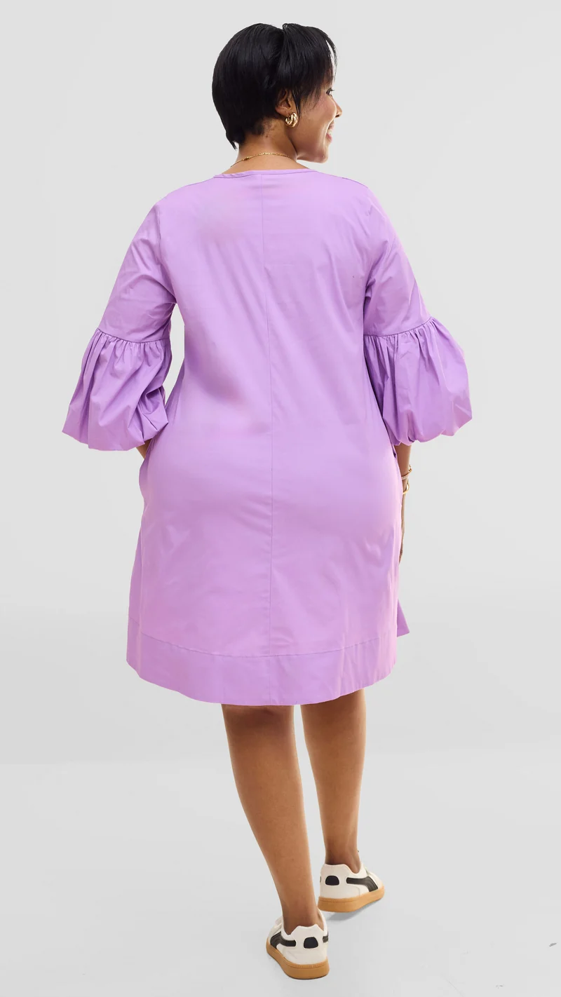 Vivo Lulu Cotton Tent Mini Dress in Cotton - Lilac