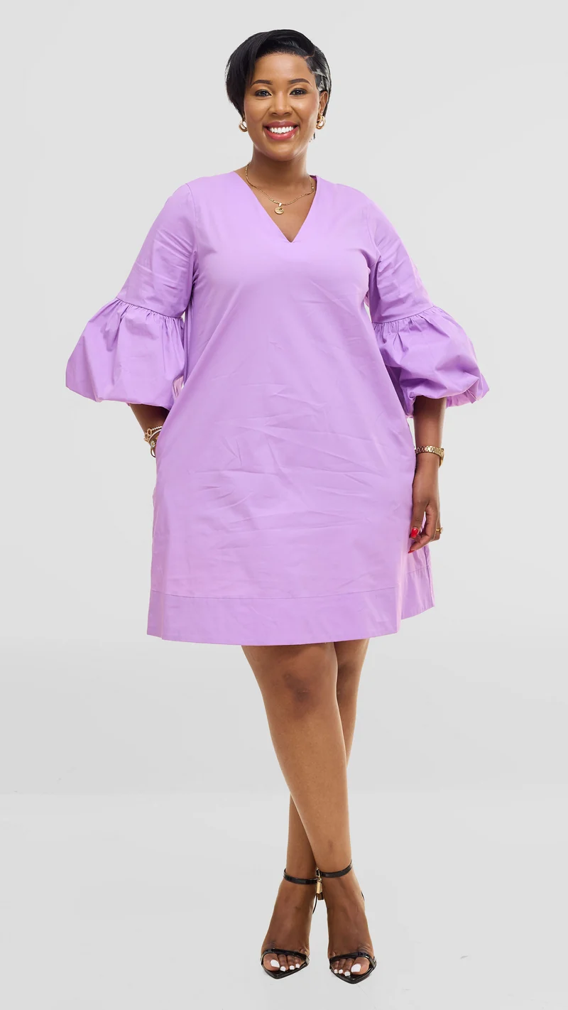 Vivo Lulu Cotton Tent Mini Dress in Cotton - Lilac