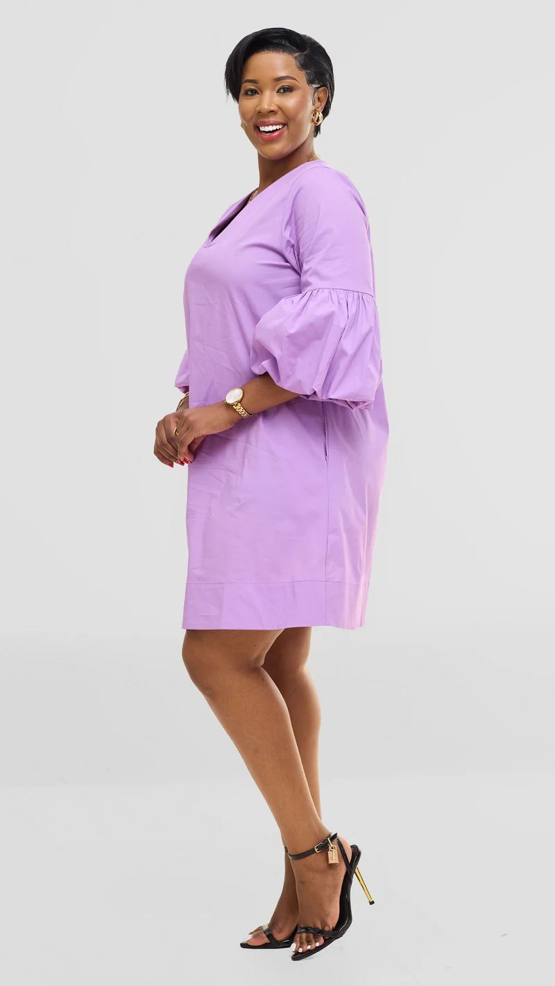 Vivo Lulu Cotton Tent Mini Dress in Cotton - Lilac