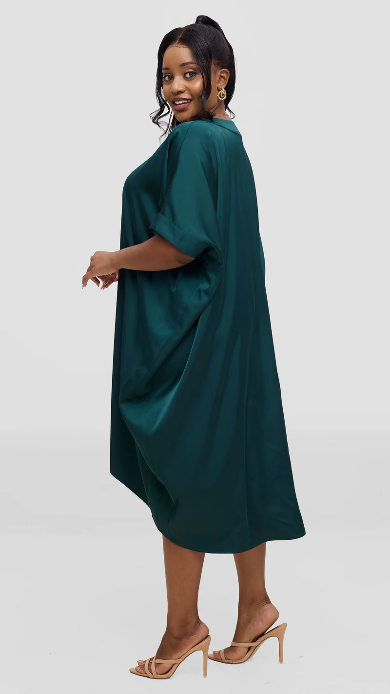 Vivo liora Satin Midi Dress - Dark Green