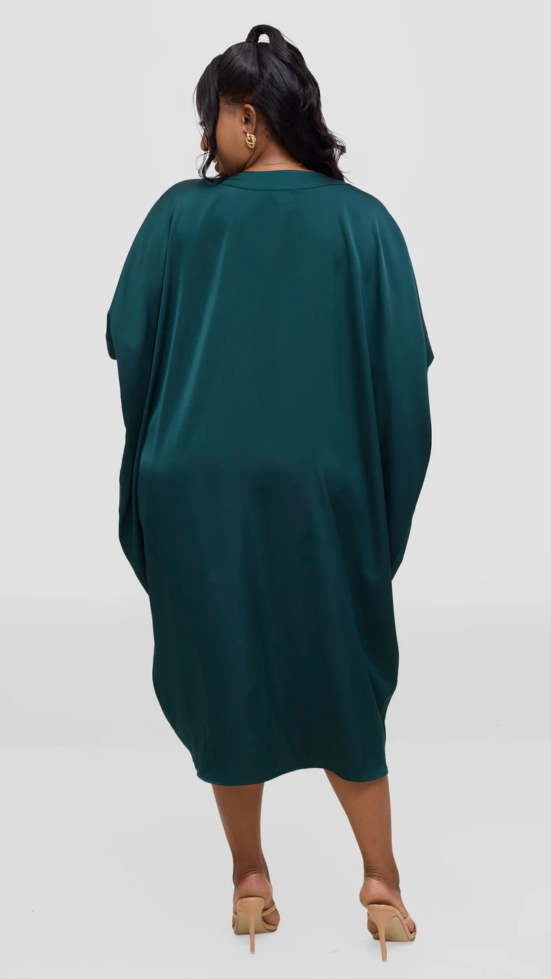 Vivo liora Satin Midi Dress - Dark Green