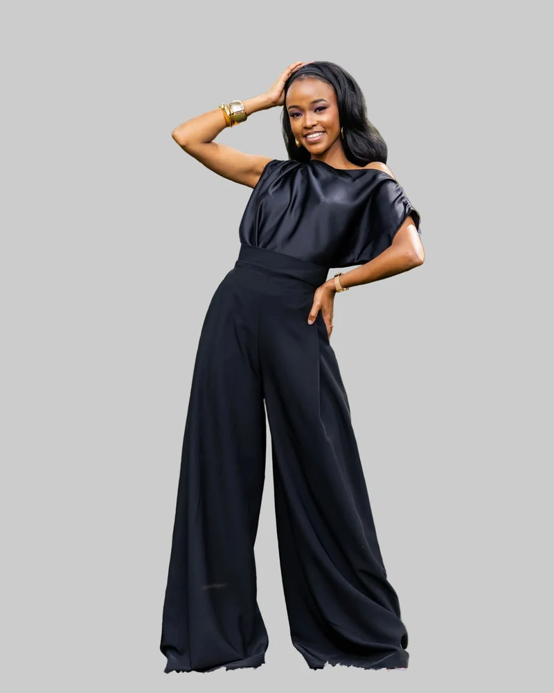 Afriwia Copper Palazzo Set - Black