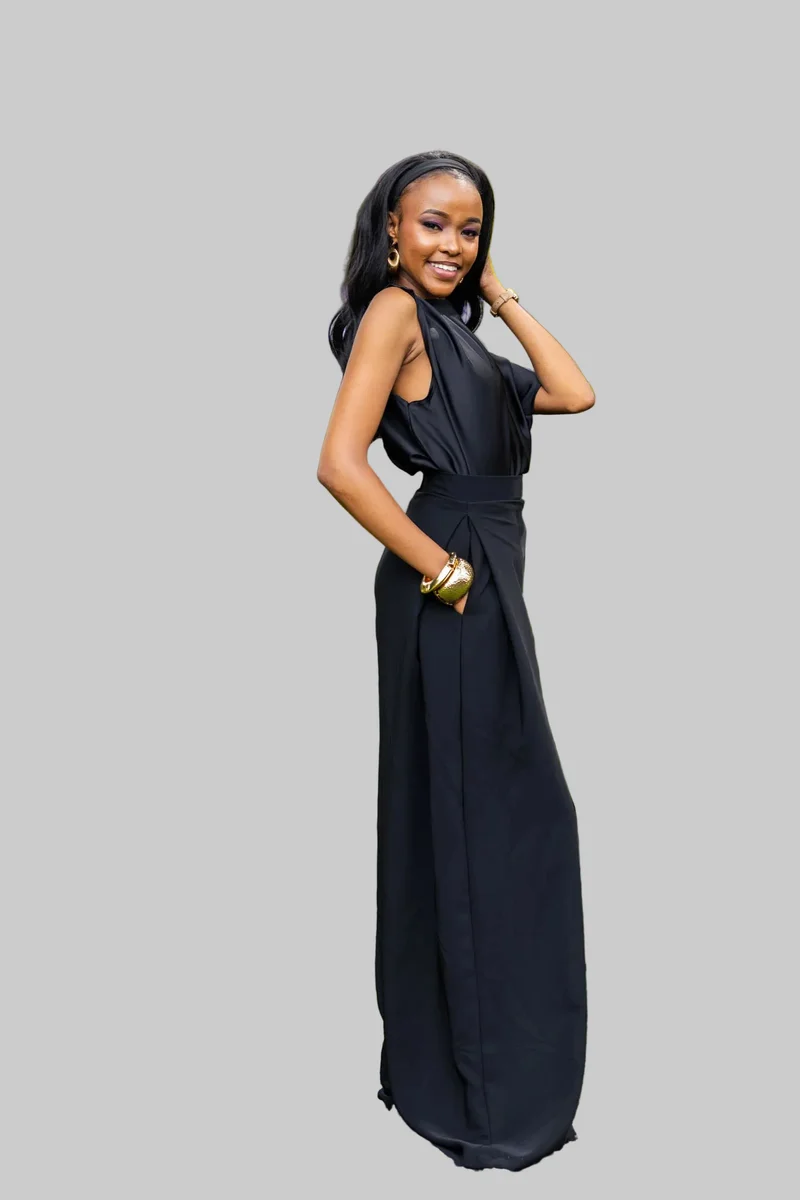 Afriwia Copper Palazzo Set - Black