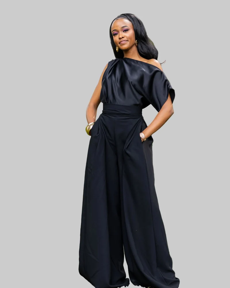 Afriwia Copper Palazzo Set - Black