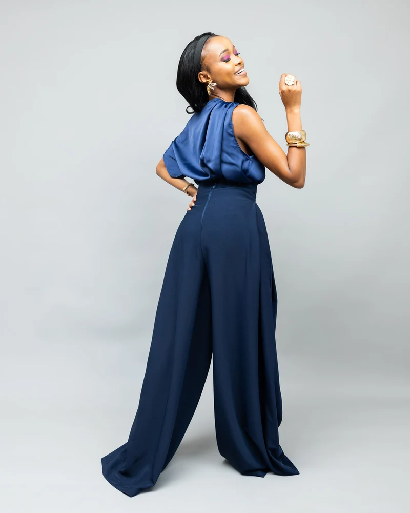 Afriwia Copper Palazzo Set - Navy Blue