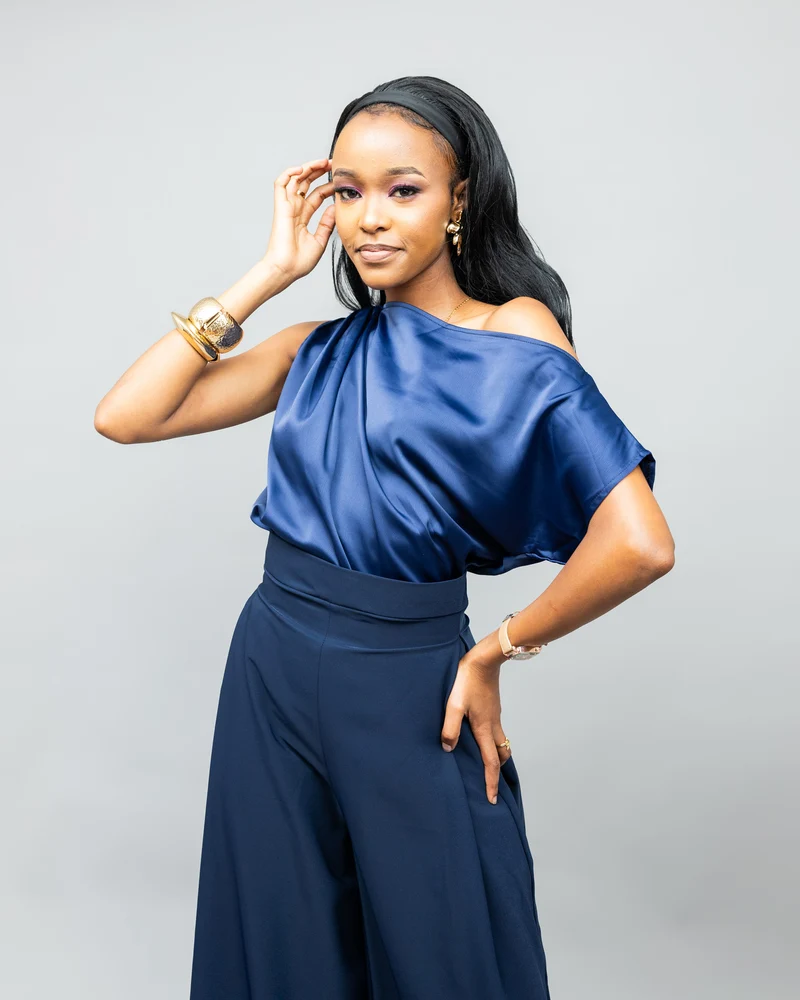 Afriwia Copper Palazzo Set - Navy Blue