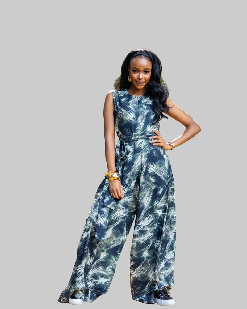 Afriwia Aqua Jumpsuit - Green Print