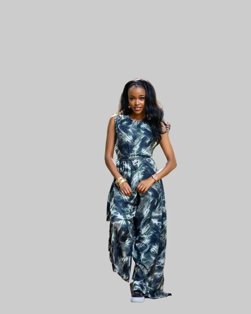 Afriwia Aqua Jumpsuit - Green Print