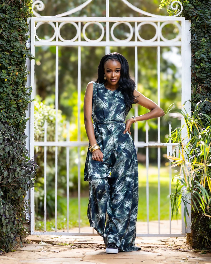 Afriwia Aqua Jumpsuit - Green Print