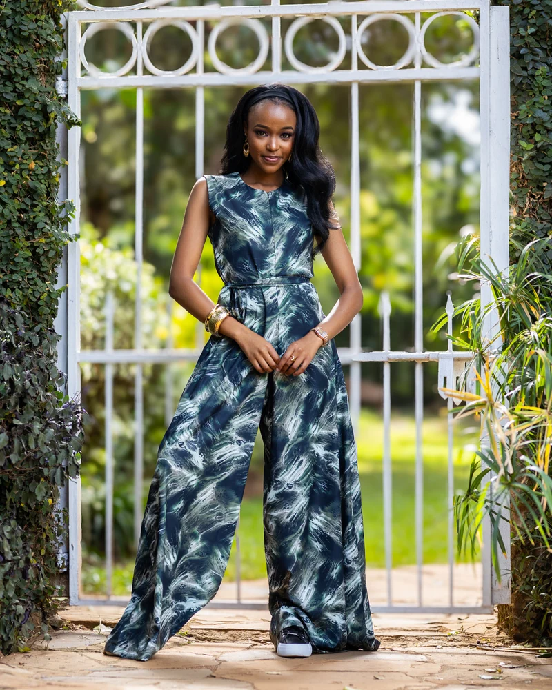 Afriwia Aqua Jumpsuit - Green Print