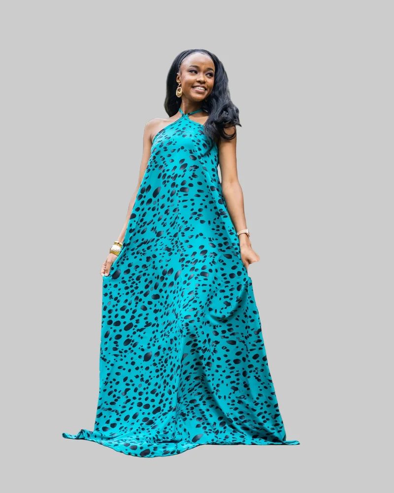 Afriwia Elevated Maxi Dress - Turqouise Print