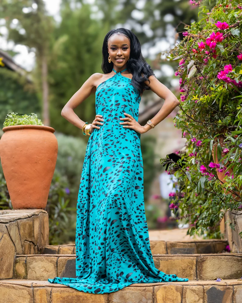 Afriwia Elevated Maxi Dress - Turqouise Print