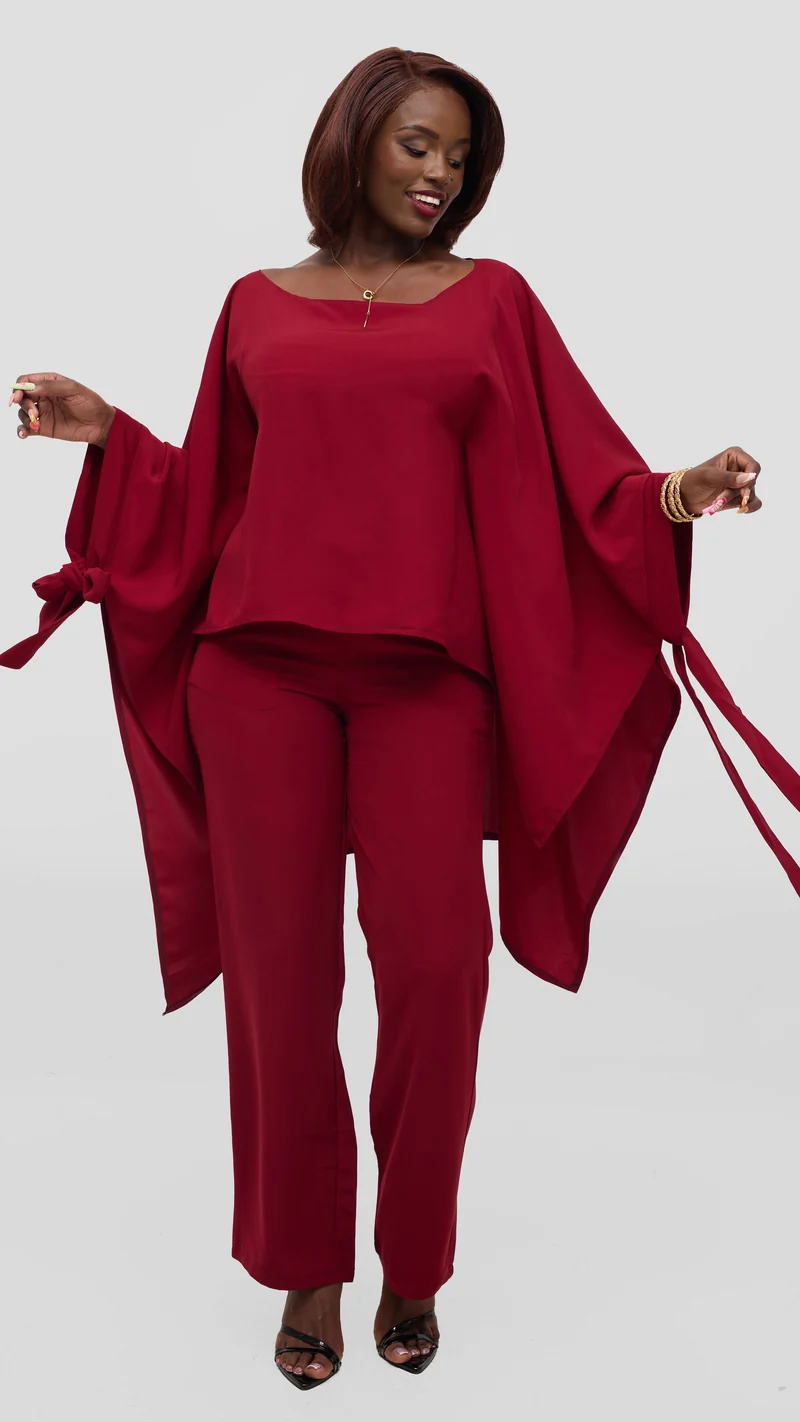 Lela Pant Set - Burgundy