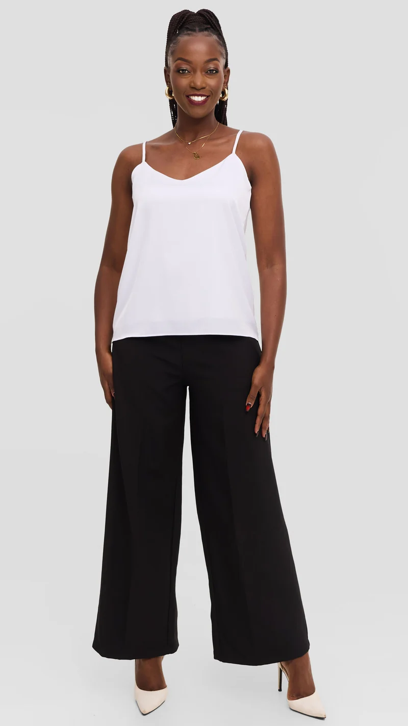 Vivo V-Neck Camisole in Satin - White