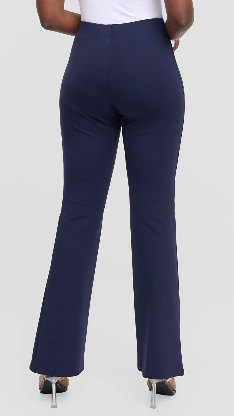 Vivo Studio Flared Pants In Ponte - Navy