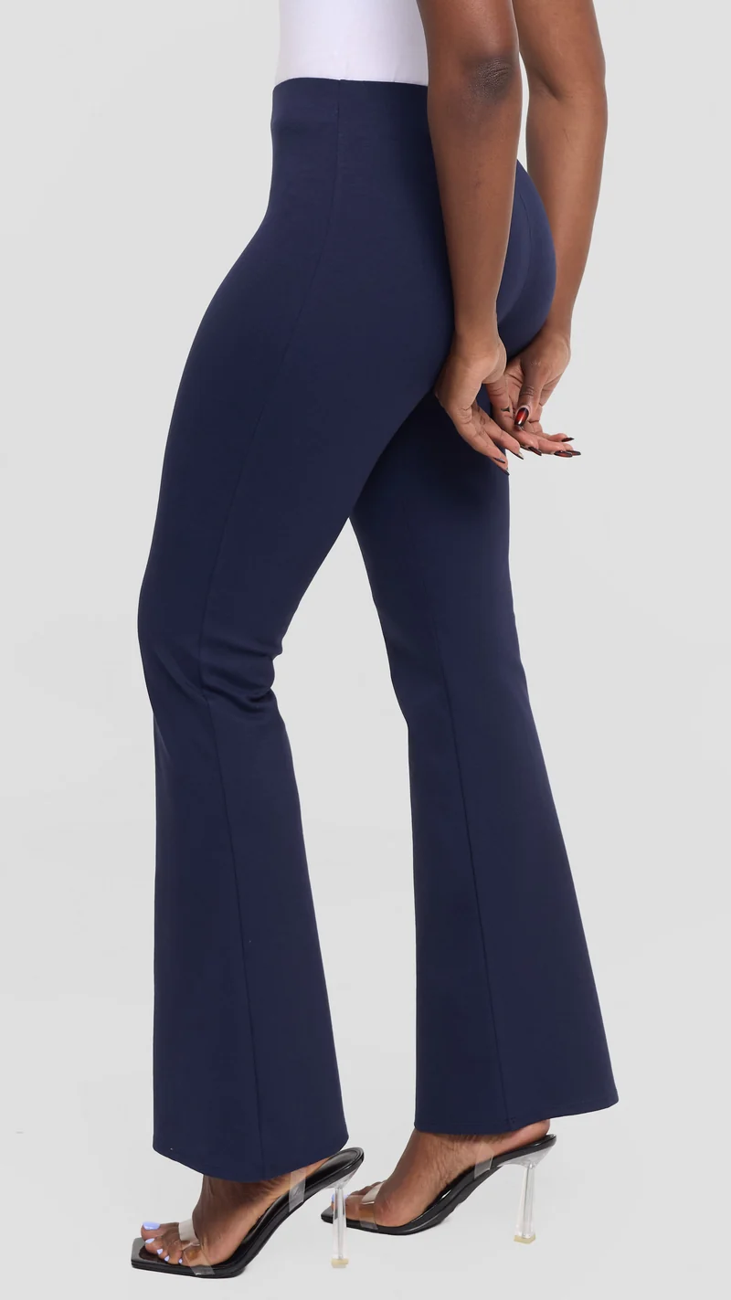 Vivo Studio Flared Pants In Ponte - Navy
