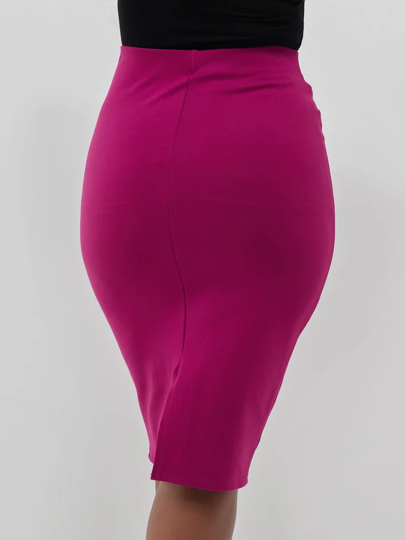 Vivo Basic Waridi Pencil Skirt in Ponte - Burgundy
