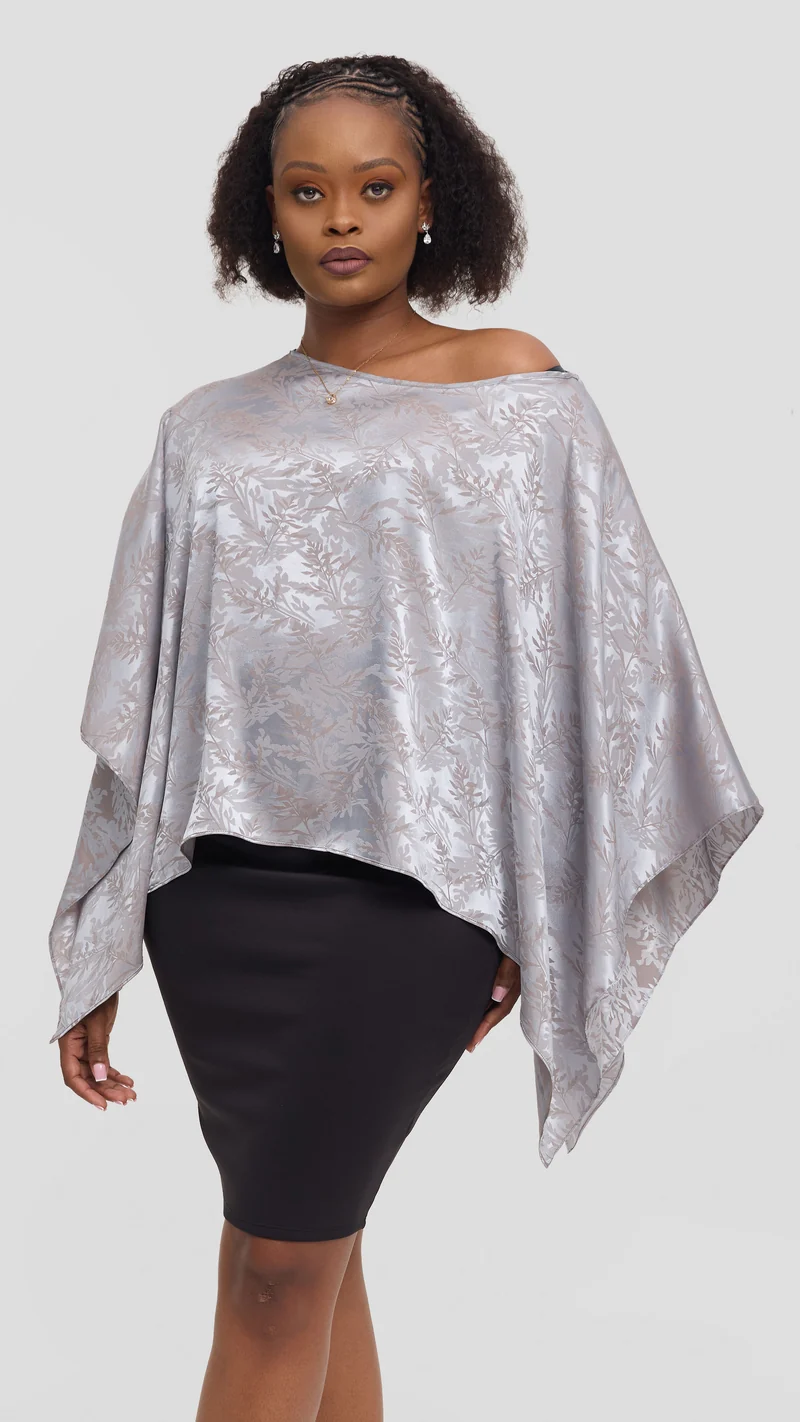 Vivo Liora Multiway Top in Satin - Baby Blue Textured Print
