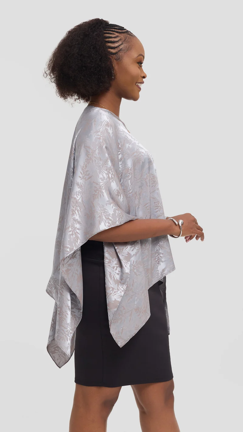 Vivo Liora Multiway Top in Satin - Baby Blue Textured Print