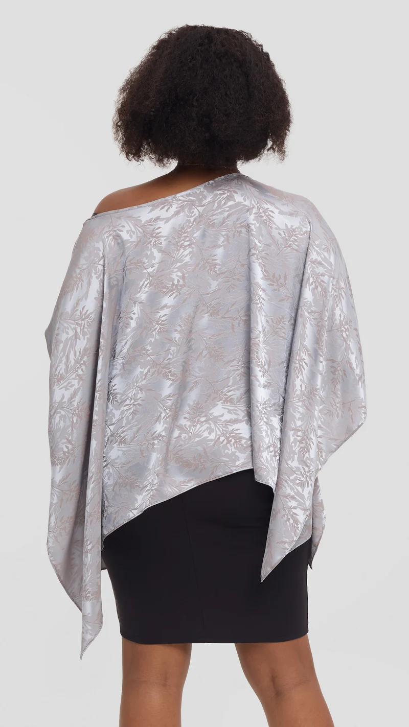Vivo Liora Multiway Top in Satin - Baby Blue Textured Print