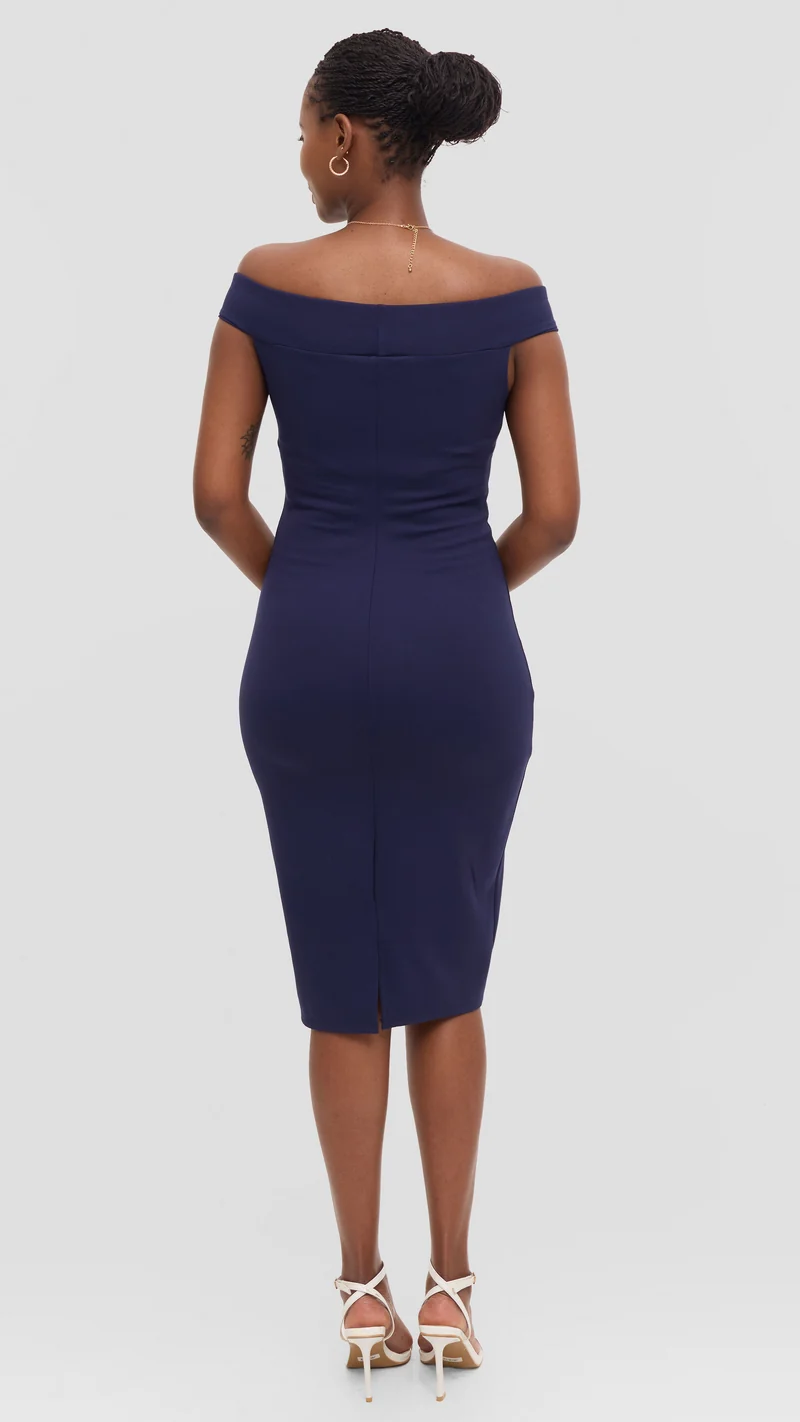 Vivo Boat Neck Dress in Ponte - Navy